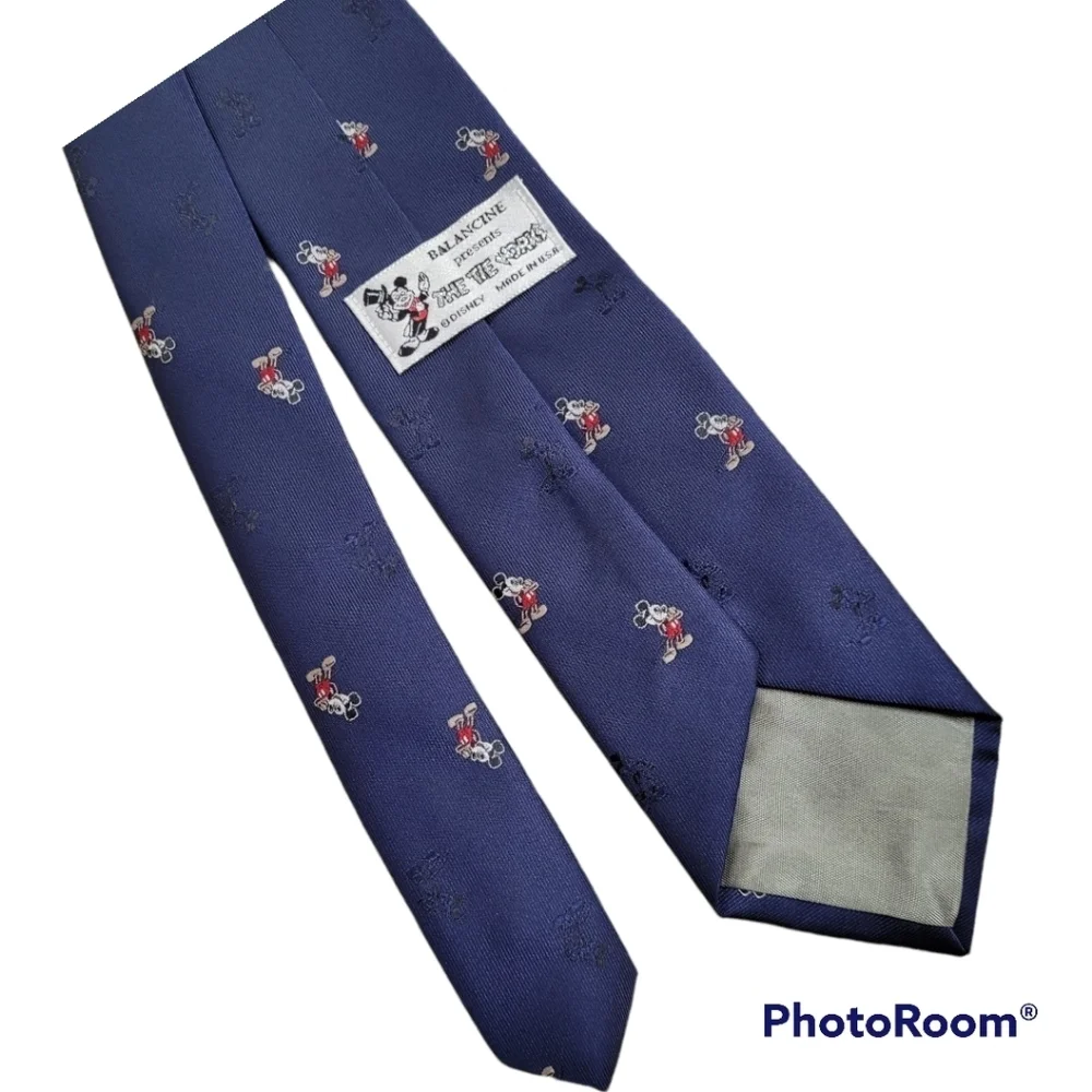Disney Mickey Mouse Vintage Navy Blue Neck Tie